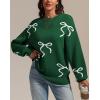 imageATHMILE Fall Sweaters for Women 2025 Fashion Cute Bow Knit Pullover Trendy Long Sleeve Oversized Sweater Winter ClothingGreen
