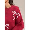 imageATHMILE Fall Sweaters for Women 2025 Fashion Cute Bow Knit Pullover Trendy Long Sleeve Oversized Sweater Winter ClothingRed