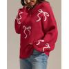 imageATHMILE Fall Sweaters for Women 2025 Fashion Cute Bow Knit Pullover Trendy Long Sleeve Oversized Sweater Winter ClothingRed