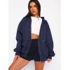 imageATHMILE Oversized Hoodies for Women Fall Sweatshirts Zip Up Hoodie Casual Jackets Y2k Fashion Outfits Winter Clothes 2025Navy