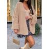imageATHMILE Womens Fall Oversized Cardigan Sweaters Long Lantern Sleeve Knit Open Front Lightweight Winter Fashion Clothes 2025Light Pink