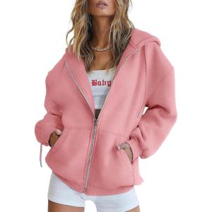 imageATHMILE Oversized Hoodies for Women Fall Sweatshirts Zip Up Hoodie Casual Jackets Y2k Fashion Outfits Winter Clothes 2025Pink