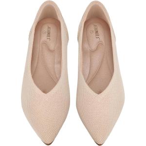 imageATHMILE Pointed Toe Flats for Women UltraComfortable Knit Ballet Flats Shoes for Women with Memory Foam ampamp Padding Machine Washable Womens Flats for Work Office Casual WeddingNude
