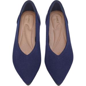 imageATHMILE Pointed Toe Flats for Women UltraComfortable Knit Ballet Flats Shoes for Women with Memory Foam ampamp Padding Machine Washable Womens Flats for Work Office Casual WeddingBlue