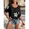 imageATHMILE Womens Floral Spring Tops Summer Fashion Shirts Short Sleeve Beach Vacation Crochet Knit Sweater Lightweight PulloverBlack