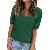 imageATHMILE Short Sleeve V Neck Sweaters Dressy Casual Blouses Lightweight Thin Knit Fashion Shirts Summer Tops for WomenGreen