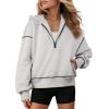 imageATHMILE Womens Fall Hoodies Half Zip Sweatshirts Long Sleeve Cropped Hooded Pullover Winter Fashion Clothes 2025White