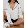 imageATHMILE Womens Fall Hoodies Half Zip Sweatshirts Long Sleeve Cropped Hooded Pullover Winter Fashion Clothes 2025White