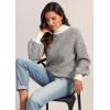 imageATHMILE Womens Fashion Turtleneck Sweater Long Sleeve Plaid Ribbed Knit Loose Pullover Tops Trendy Office OutfitsCarbon