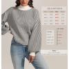 imageATHMILE Womens Fashion Turtleneck Sweater Long Sleeve Plaid Ribbed Knit Loose Pullover Tops Trendy Office OutfitsCarbon