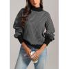 imageATHMILE Womens Fashion Turtleneck Sweater Long Sleeve Plaid Ribbed Knit Loose Pullover Tops Trendy Office OutfitsDim