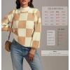 imageATHMILE Womens Fashion Turtleneck Sweater Long Sleeve Plaid Ribbed Knit Loose Pullover Tops Trendy Office OutfitsKhakiplaid