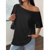imageATHMILE Oversized TShirts for Womens Off The Shoulder Tops Short Sleeve Tees Summer 2025 Casual Spring Fashion ClothesBlack