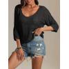 imageATHMILE Womens Sweater Spring Summer Crochet Hollow Out 34 Sleeve Pullover Sweater Off Shoulder Sweater 2025Black