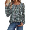 imageATHMILE Womens Tops Trendy Long Sleeve Shirts for Women Loose Fit Dressy Casual Blouses Pleated Tunic Tops for LeggingsFloral Blue