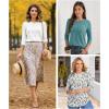 imageATHMILE 34 Length Sleeve Womens Tunic Tops Round Neck Casual Basic Pleated Shirts Loose Fit 2025Colorful Leaf