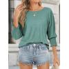imageATHMILE Womens 34 Sleeve Tops Fall Dressy Casual Blouses for Women 2025 Fashion Cute Crewneck Shirts Work Business TeesBlue Green