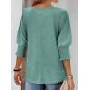 imageATHMILE Womens 34 Sleeve Tops Fall Dressy Casual Blouses for Women 2025 Fashion Cute Crewneck Shirts Work Business TeesBlue Green