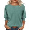 imageATHMILE Womens 34 Sleeve Tops Fall Dressy Casual Blouses for Women 2025 Fashion Cute Crewneck Shirts Work Business TeesBlue Green