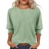 imageATHMILE Womens 34 Sleeve Tops Fall Dressy Casual Blouses for Women 2025 Fashion Cute Crewneck Shirts Work Business TeesGrassgreen
