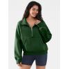 imageATHMILE Womens Sweatshirts Half Zip Cropped Pullover Fleece Quarter Zipper Hoodies 2025 Fall Fashion Outfits ClothesDarkgreen