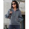 imageATHMILE Womens Sweatshirts Half Zip Cropped Pullover Fleece Quarter Zipper Hoodies 2025 Fall Fashion Outfits ClothesGreyblue