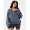 imageATHMILE Womens Sweatshirts Half Zip Cropped Pullover Fleece Quarter Zipper Hoodies 2025 Fall Fashion Outfits ClothesGreyblue