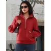imageATHMILE Womens Sweatshirts Half Zip Cropped Pullover Fleece Quarter Zipper Hoodies 2025 Fall Fashion Outfits ClothesRed