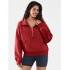 imageATHMILE Womens Sweatshirts Half Zip Cropped Pullover Fleece Quarter Zipper Hoodies 2025 Fall Fashion Outfits ClothesRed