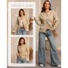 imageATHMILE Fall Long Sleeve Cardigans for Women Sweater Fashion Open Front Winter Button Down Crewneck Loose Knit Jacket 2025 Khaki