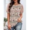 imageATHMILE Womens Summer Tops Pleated Crew Neck T Shirts Swiss Dot Puff Sleeve Loose Casual Blouses Trendy Date OutfitsThe Butterfly