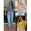 imageATHMILE Womens Summer Tops Pleated Crew Neck T Shirts Swiss Dot Puff Sleeve Loose Casual Blouses Trendy Date OutfitsThe Butterfly