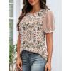 imageATHMILE Womens Summer Tops Pleated Crew Neck T Shirts Swiss Dot Puff Sleeve Loose Casual Blouses Trendy Date OutfitsThe Butterfly