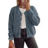 imageATHMILE Fall Long Sleeve Cardigans for Women Sweater Fashion Open Front Winter Button Down Crewneck Loose Knit Jacket 2025 Grey Blue