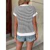 imageATHMILE Womens Short Sleeve Sweater Spring Summer Striped Round Neck Pullover Cap Sleeve Knit Cute Fashion Vest TopsWhite