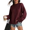 imageATHMILE Sweaters for Women 2025 Fall Fashion Outfits Long Sleeve Loose Casual Crewneck Ribbed Knit Pullover Winter ClothesWine Red