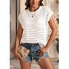 imageATHMILE Womens Spring Tops Summer Shirts Beach Vacation Crochet Cap Sleeve Knit Sweater Pullover Cute Fashion ClothesWhite