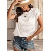 imageATHMILE Womens Spring Tops Summer Shirts Beach Vacation Crochet Cap Sleeve Knit Sweater Pullover Cute Fashion ClothesWhite