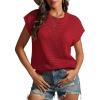imageATHMILE Womens Spring Tops Summer Shirts Beach Vacation Crochet Cap Sleeve Knit Sweater Pullover Cute Fashion ClothesRed