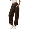 imageATHMILE Sweatpants Women Baggy Lounge Pants Workout Gym Active High Waisted Comfy Joggers for Women Fall Clothes 2025Fleecebrown