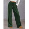 imageATHMILE Womens Wide Leg Sweatpants High Waisted Baggy Pants Fashion Teen Girl Drawstring Athletic JoggersFleecexmas Green