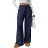 imageATHMILE Womens Wide Leg Sweatpants High Waisted Baggy Pants Fashion Teen Girl Drawstring Athletic JoggersFleecenavy