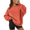 imageATHMILE Oversized Sweatshirt for Women Crewneck Fleece Long Sleeve Pullover Hoodies Tops Fall Fashion Outfits Clothes 2025Orange Red