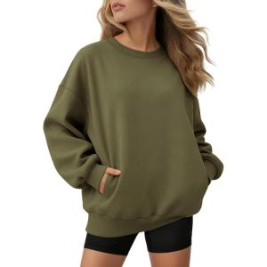 imageATHMILE Oversized Sweatshirt for Women Crewneck Fleece Long Sleeve Pullover Hoodies Tops Fall Fashion Outfits Clothes 2025Zarmygreenside Pockets