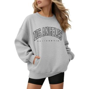 imageATHMILE Oversized Sweatshirt for Women Crewneck Fleece Long Sleeve Pullover Hoodies Tops Fall Fashion Outfits Clothes 2025Zlagreyside Pockets