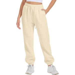 imageATHMILE Womens Cargo Sweatpants Oversized Fleece Joggers Fall Fashion Outfits Y2k Clothes 2024 with PocketsBeige