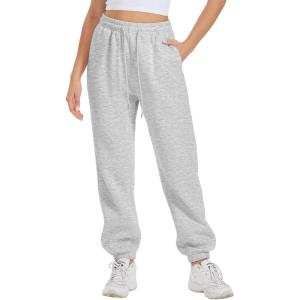 imageATHMILE Womens Cargo Sweatpants Oversized Fleece Joggers Fall Fashion Outfits Y2k Clothes 2024 with PocketsGrey