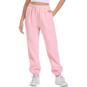 imageATHMILE Womens Cargo Sweatpants Oversized Fleece Joggers Fall Fashion Outfits Y2k Clothes 2024 with PocketsPink