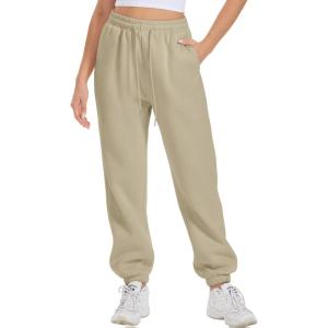 imageATHMILE Womens Cargo Sweatpants Oversized Fleece Joggers Fall Fashion Outfits Y2k Clothes 2024 with PocketsSsand