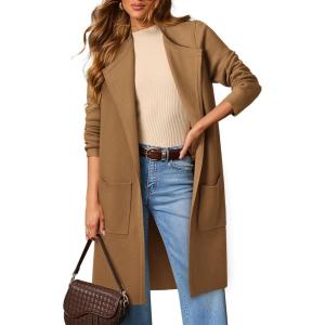 imageWomens Fall Sweater Open Front Knit Lightweight Cardigan Casual Long Coatigan Lady Jacket Coat Winter Outerwear 2026Light Brown